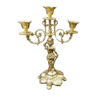 Kalender Döküm Pirinç Döküm Kılıçlı Kadın Figürlü Üç Kollu Şamdan 30Cm