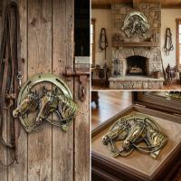 Kalender Döküm Pirinç Döküm Duvar Süsü At Objeli At Nalı 14Cm