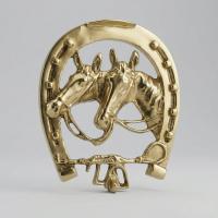 Kalender Döküm Pirinç Döküm Duvar Süsü At Ve Üzengi Objeli At Nalı 18Cm