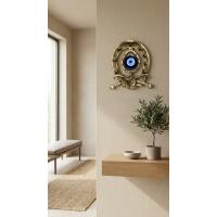 Kalender Döküm Pirinç Döküm Duvar Süsü Nazar Boncuklu At Nalı 19Cm